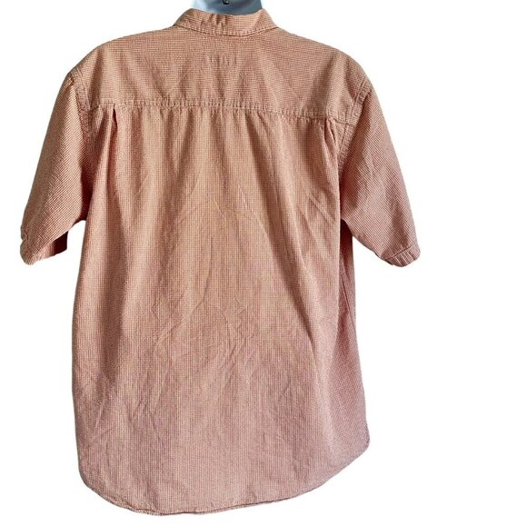 Izod Orange and White Cotton Short Sleeve Button Down Shirt Men's Large - Picture 5 of 8